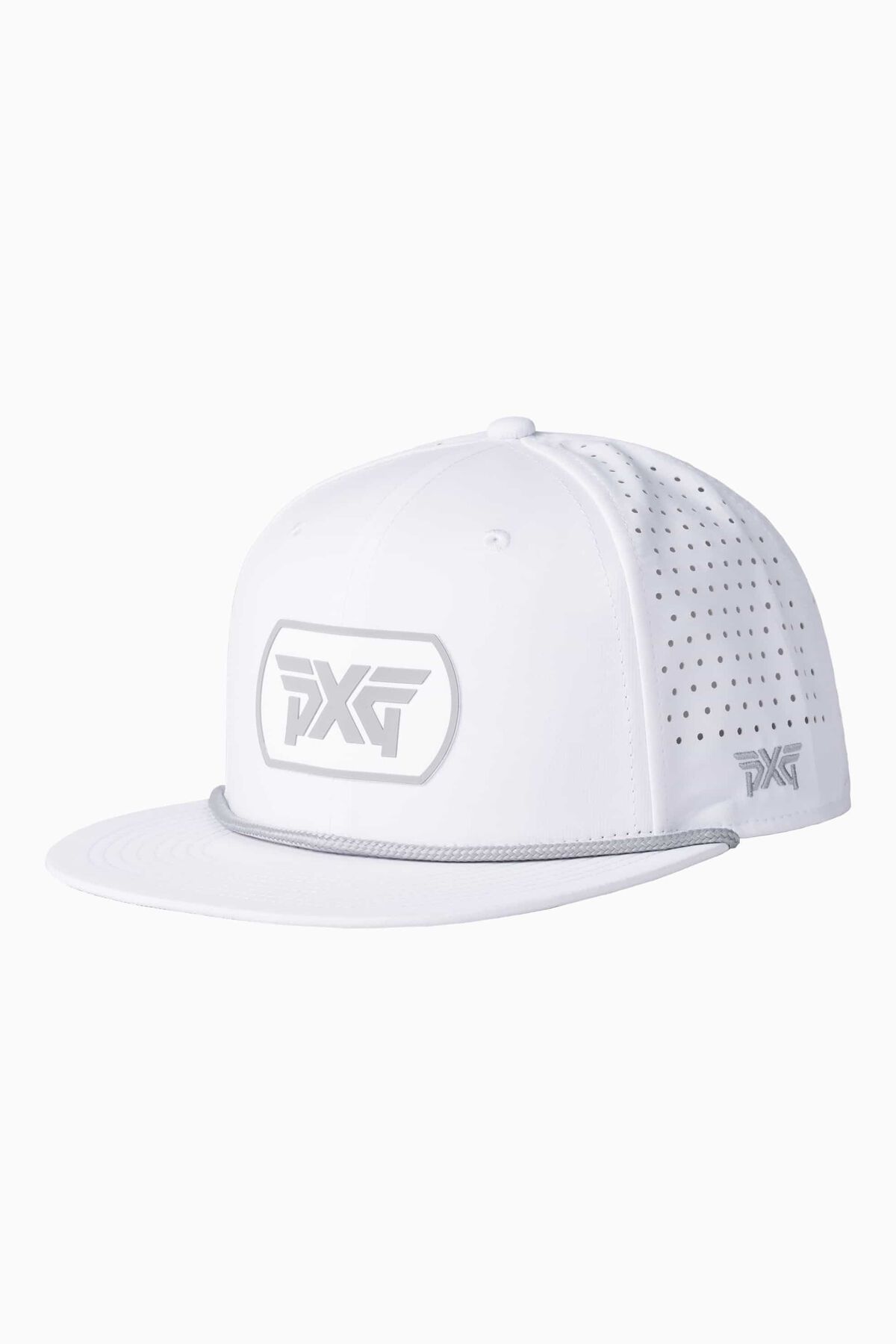 Men's Dog Tag 6-Panel High Crown Snapback Cap White & Grey